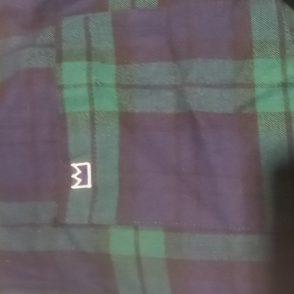 BOYS Crown & Ivy XL 14/16 long sleeve button up plaid shirt green and navy - Picture 2 of 5